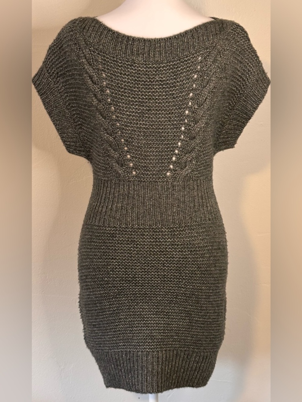 🌸 Armani Exchange Heather Gray Off-the-Shoulder Knit Dress Sweater Size Small